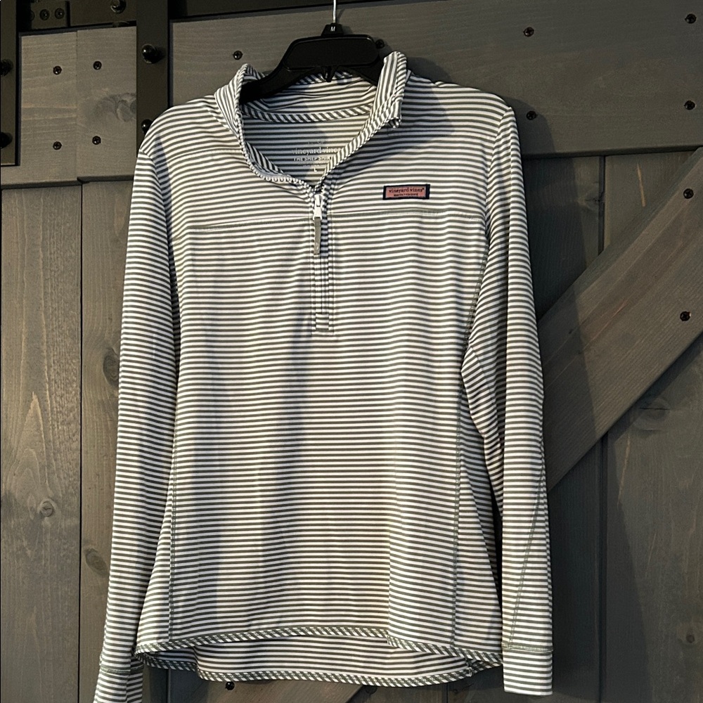 Vineyard Vines green and White Striped Long Sleeve Tee